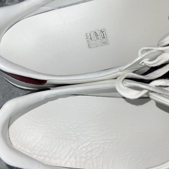 Gucci Ace Web Tiger Sneaker Patch White Leather Python 10 G or 10.5 US 44 EUR - Picture 13 of 14